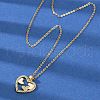 Heart Brass Micro Pave Cubic Zirconia Pendant Neckalces for Women NJEW-C076-02G-2