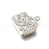 Brass Micro Pave Clear Cubic Zirconia Pendants KK-C096-16A-P-2