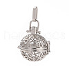 Eco-Friendly Hollow Brass Round Cage Pendants KK-L143-02-NR-1