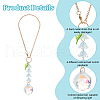 Teardrop Glass & Acrylic Flower Car Mirror Pendant Decorations HJEW-DR00051-3