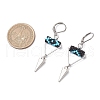 Triangle with Eye Brass Glass Seed Beaded Leverback Earrings EJEW-MZ00452-01-3