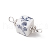 Handmade Flower Printed Porcelain Cube Links PALLOY-JF03965-02-4