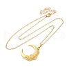 Moon with Flower 304 Stainless Steel Pendant Necklaces NJEW-H059-11G-4