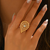 Brass Micro Pave Cubic Zirconia Adjustable Finger Rings for Women TD9385-1-2