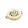 Brass Micro Pave Clear Cubic Zirconia & Shell Connector Charms KK-M303-03G-05-2