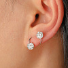 Round Beaded Alloy Crystal Rhinestone Stud Earrings FS-WG37A38-02-1