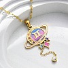 304 Stainless Steel Hot Pearl Enamel Constellation Planet Pendant Necklaces NJEW-D310-01I-G-4
