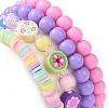 4Pcs 4 Style Handmade Polymer Clay Heishi Beaded Surfer Stretch Bracelets Set with Acrylic Smiling Face Bead BJEW-JB09097-6