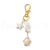 2Pcs Starfish & Sea Turtle Synthetic Turquoise & Natural White Mother of Pearl Shell Chip Pendant Decorations HJEW-JM03169-3