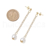 Glass Imitation Pearl Round Tassel Stud Earrings EJEW-JE06453-02-4