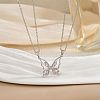 Butterfly Alloy Pave Pearl Pink Cubic Zirconia Pendant Couple Magnetic Necklaces WG623A7-02-1