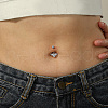 Fashionable Stainless Steel Clear Cubic Zirconia Wing Heart Curved Barbell Belly Button Rings DH4115-1