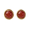 Brass Natural Carnelian Stud Earrings EJEW-Q043-01G-4
