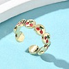 Brass Enamel Adjustable Cuff Rings for Women RJEW-G350-01D-G-1