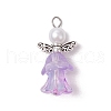 Transparent Glass Beads with ABS Plastic Imitation Pearl Round Beads and Tibetan Style Alloy Fairy Wing Beads and 304 Stainless Steel Flat Head Pins Pendants PALLOY-JF03628-3