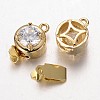 Brass Cubic Zirconia Box Clasps ZIRC-O020-13G-NR-1