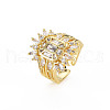 Brass Micro Pave Clear Cubic Zirconia Cuff Rings for Women or Men RJEW-T016-40G-01-3