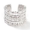 Non-Tarnish 304 Stainless Steel Flower Open Cuff Rings RJEW-K273-13P-2