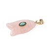 Natural Rose Quartz & Synthetic Turquoise Carved Pendants G-Z084-01G-02-2