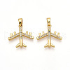 Brass Micro Pave Cubic Zirconia Pendants KK-T070-81G-1