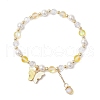 5Pcs Frosted Dyed Synthetic Moonstone & Shell Pearl Round Beads Stretch Bracelets BJEW-JB11822-3