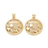 Brass Micro Pave Clear Cubic Zirconia Pendants ZIRC-F134-06G-2