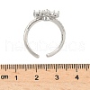 Flower Brass Micro Pave Cubic Zirconia Cuff Rings for Women RJEW-A069-01A-P-5