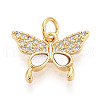 Brass Micro Pave Clear Cubic Zirconia Pendants KK-N268-13G-1