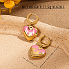 Stainless Steel Enamel Heart Hoop Earrings JM4431-2