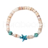 Sea Turtles and Starfish Natural Freshwater Shell Beads Bracelets BJEW-JB11884-5