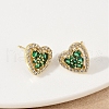 Heart Brass Micro Pave Cubic Zirconia Stud Earrings EJEW-M082-15G-5