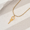 Stainless Steel Personalized Letter Circle Key Pendant Necklaces for Women NP3399-1