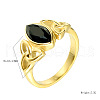 Horse Eye & Knot 304 Stainless Steel with Cubic Zirconia Finger Rings FS-WG8EA45-06-3