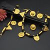 Flat Round & Triangle Alloy with Imitation Leather Cord Pendant Necklaces & Stud Earrings & Charm Bracelets & Rings Sets FS-WG3B623-01-5