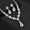 Teardrop & Rhombus Brass Rhinestone Pendant Necklaces & Stud Dangle Earrings Sets FS-WG09414-03-1