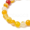 Natural Striped Agate Round Beaded Bracelets BJEW-JB11924-02-4