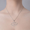 Non-Tarnish 201 Stainless Steel Hollow Eye Pendant Necklace NJEW-OY001-49-2