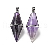 Natural & Synthetic Mixed Gemstone Pointed Pendants G-F763-04P-2