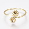 Brass Finger Ring Rhinestone Settings KK-S350-409G-1