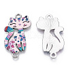 Printed Alloy Kitten Connector Charms PALLOY-TAC0032-12B-1
