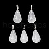 Teardrop Platinum Tone Brass Quartz Crystal Pendants G-F267-04I-2