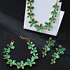 Flower Brass Enamel Pendant Necklace & Stud Dangle Earring & Link Bracelet FS-WG6CF2D-02-1