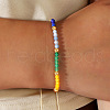 Bohemian Style Round Natural Amethyst & Lapis Lazuli & Aquamarine & Green Strawberry Quartz & Amber & Carnelian & Ruby Beaded Braided Bead Bracelets for Women UO1749-3