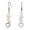 Heart Natural Crystal Dangle Earrings EJEW-JE01886-01-1