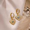 Heart with Eye Pattern 304 Stainless Steel Micro Pave Cubic Zirconia Pendant Necklace & Hoop Earrings Sets FS-WGB58AC-03-2