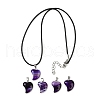 Dyed Natural Banded Agate Heart Pendant Necklaces NJEW-G166-01B-1