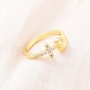 Brass Micro Pave Clear Cubic Zirconia Cuff Rings for Women RJEW-U047-15G-1