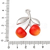 Brass Green Enamel & Plastic Cherry Pendants KK-I276-17P-4