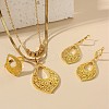 Hollow Leaf Alloy Pendant Necklaces & Hoop Earrings & Rings Sets FS-WGD30F4-01-1