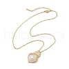 Brass Micro Pave Clear Cubic Zirconia with ABS Plastic Pendant Necklaces NJEW-C039-01KCG-2